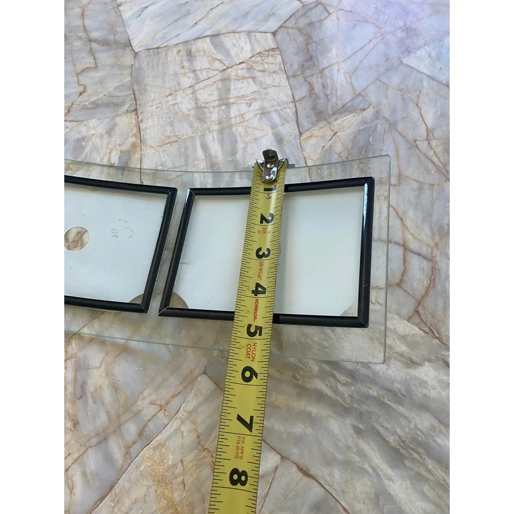 Modern Curved Glass Triple Picture Frame Black Trim Beveled Edge 4x6 Photos